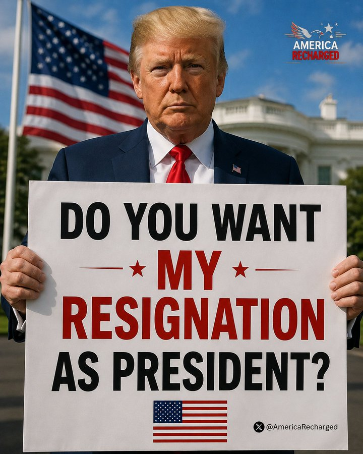 Aileen23_345's tweet photo. Trump is asking America directly:  Do you want my resignation as President? https://t.co/HUHHp3Ur4y