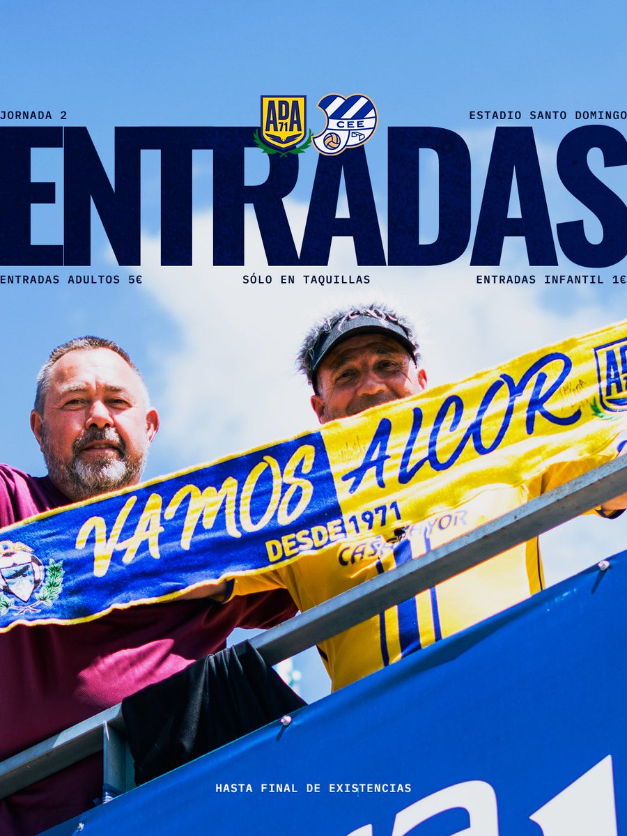 AD_Alcorcon's tweet photo. ¡Vente al Alcorcón Europa de este domingo! 😍

Desde hoy lunes hasta final de existencias puedes conseguir entradas en Fondo Norte y Fondo Sur por 5€ adultos y 1€ para menores de 14 años

Sólo en las taquillas de Santo Domingo https://t.co/HEFTH26bgr