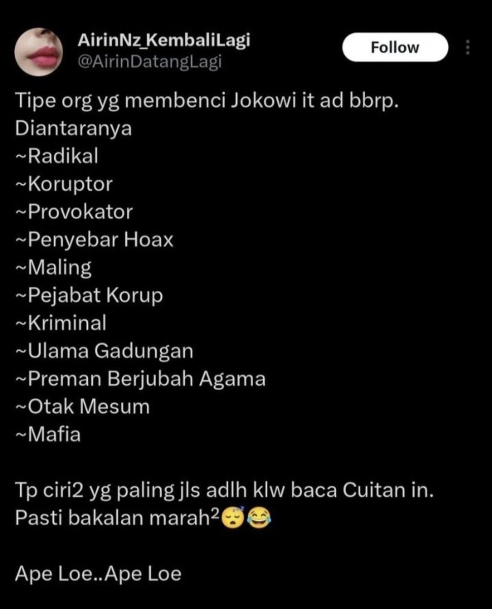 KiEdySularno's tweet photo. Wahai pembenci anda termasuk golongan yang 
Bebas memilih 
Gak usah sungkan 
Pilih saja mana yang anda suka wahai pembenci https://t.co/7aqsXa3SCH