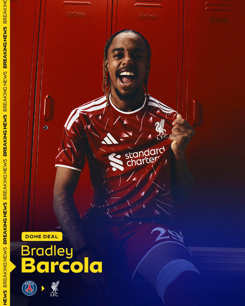 SkySportsPL's tweet photo. BREAKING: Liverpool have completed the signing of Bradley Barcola from Paris Saint-Germain ✍️ https://t.co/lJxPfYgCsE