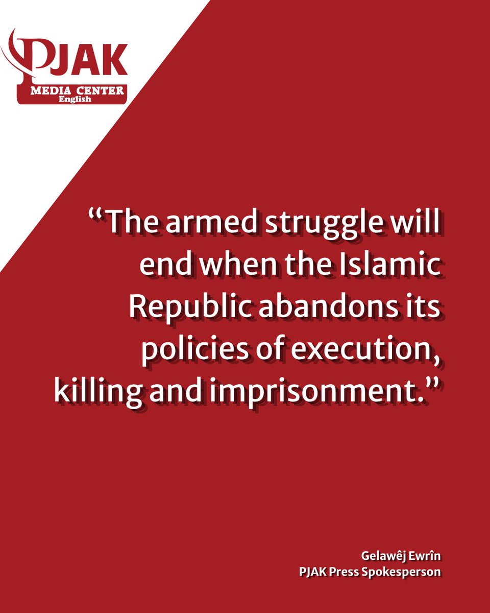 PjakMedia's tweet photo. 🗞️Democracy will not come to #Iran through war and bombardment

#PJAK Press Spokesperson @Gelawej_Ewrin  speaks to @MAturkce about disarmament, democratic integration, #Turkey’s role and the future of Iran.

Read the full interview: https://t.co/aXNKjGRTsC https://t.co/aQYtf6V0tv