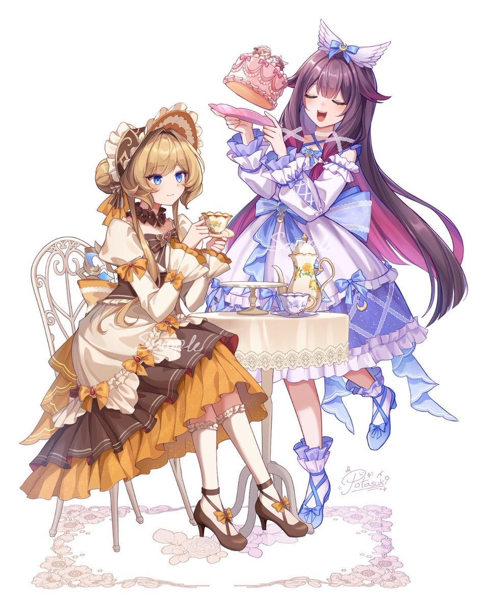 potasuki's tweet photo. Sandbina tea party standee for cf23~ will open preorder soon (˶>⩊<˶) https://t.co/gnIl4eEeHa