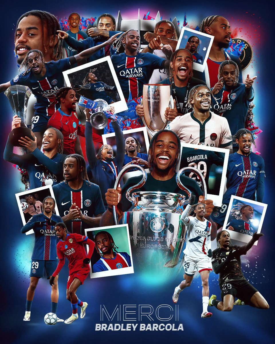 PSG_English's tweet photo. Paris Saint-Germain would like to extend a warm thank you to Bradley for his three seasons at the Club. 

Having arrived in Paris at the age of just 20, he has grown and developed significantly, whilst winning 13 trophies and helping to write one of the finest chapters in the history of Paris Saint-Germain. 🫶