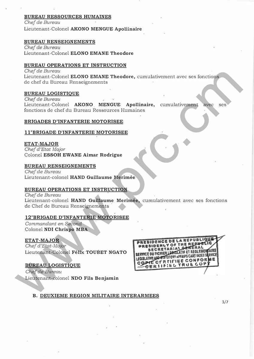 PR_Paul_BIYA's tweet photo. Décret N°2026/282 du 31 août 2026 portant nomination de responsables au Ministère de la Défense.

#PaulBiya
#Cameroun
1/2 https://t.co/k8yyMz52fK