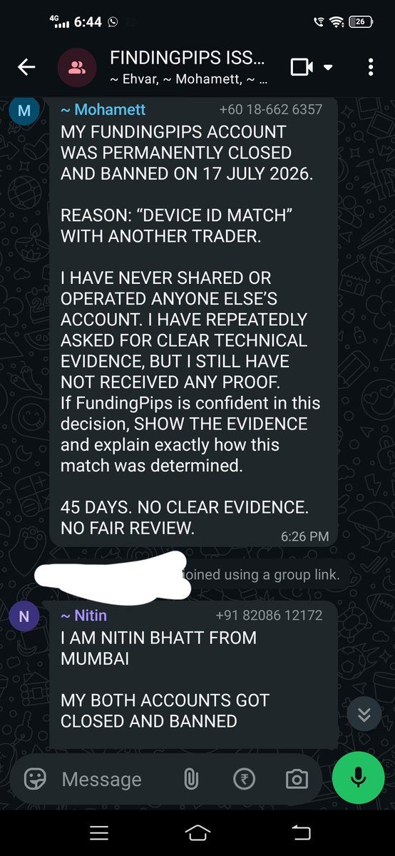YtStella99515's tweet photo. Dear,  @Khldfx  @avikkfp @ErkanOriginal

About 18 helpless traders are going through tough time with
@fundingpips and they haven't got any solution. There cases consists from different sections 
1- Cid violation
2- price manuplation
etc 

Today it's us Tommorow it will be you. https://t.co/QmOjCpIMqz