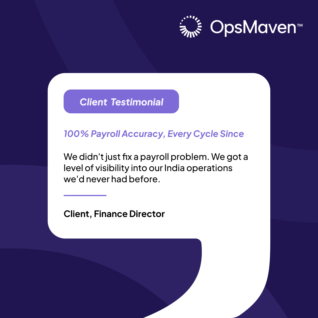 ops_maven's tweet photo. A UK professional services firm with 40 employees in India faced payroll errors and delays. After moving to OpsMaven: 100% accuracy, zero late filings &amp; better visibility. DM us or book a free consultation: https://t.co/KN5bj3dGkn
#ClientSpotlight #IndiaPayroll #OpsMaven https://t.co/LIesmwpK5X