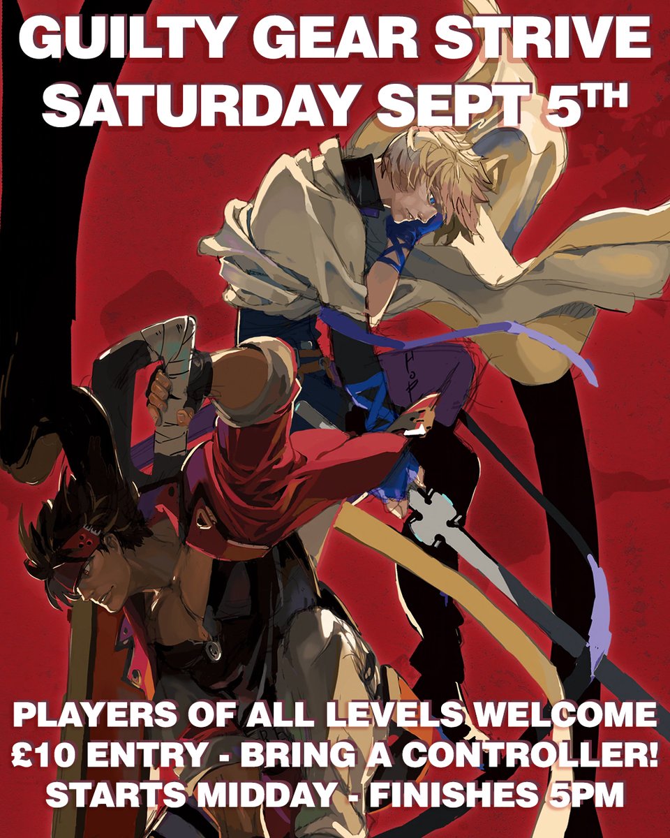 MeltdownLondon's tweet photo. Our next Strive event will be on the 5th September, hosted by @Fight_Lab!

- Open midday
- Signups 1PM
- Tournament 1:30PM
- Players of all levels welcome

Bring a controller and £10 cash! Casuals will be available until 5PM, and then reduced for KPOP night, fair warning! https://t.co/1sCqiS9czN