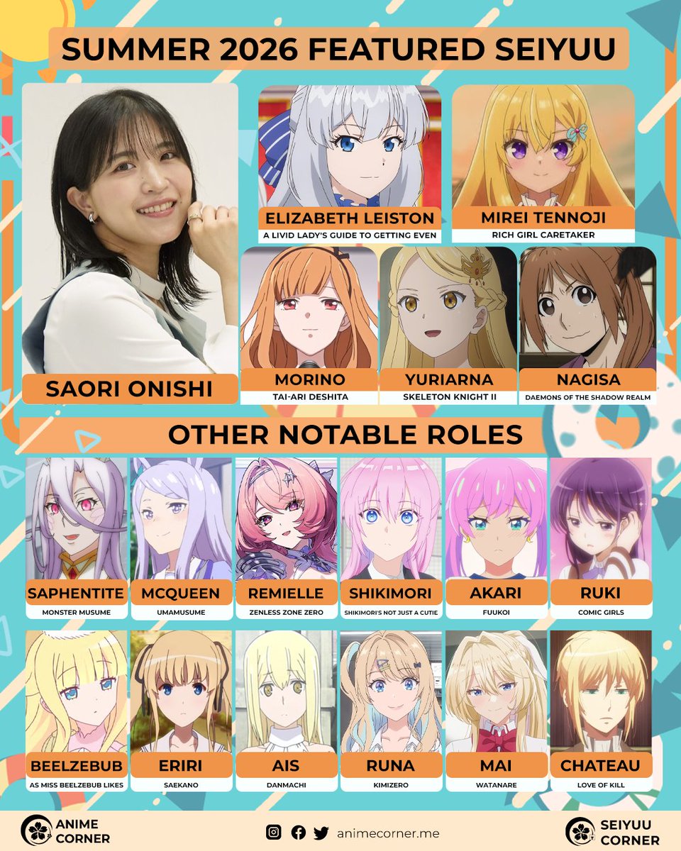 seiyuucorner's tweet photo. ☀️Summer 2026 Featured Seiyuu: Saori Onishi https://t.co/Ax0SsMWgic