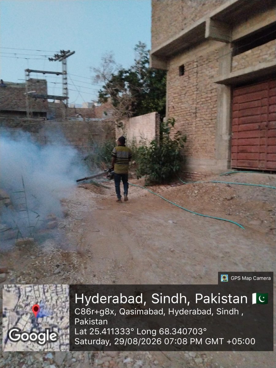 khursheed_Jatoi's tweet photo. Mosquito control efforts continue in UC-149 🦟
Under the directions of Mayor Hyderabad @KashifShoroPPP, fumigation was carried out to help prevent dengue and malaria and protect public health.
#MayorDeliversForHyderabad #HMCFumigationDrive https://t.co/U9iskqwkMJ