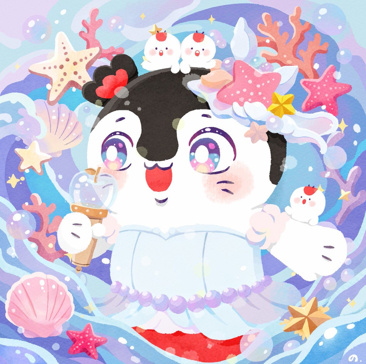 noriko_00's tweet photo. お気に入りの4枚を！
８月、セイレーンちゃん達を楽しく描かせていただきました🍎

今月もご覧くださり、ありがとうございました✨

#今月描いた絵を晒そう https://t.co/wL7GiuTRNn