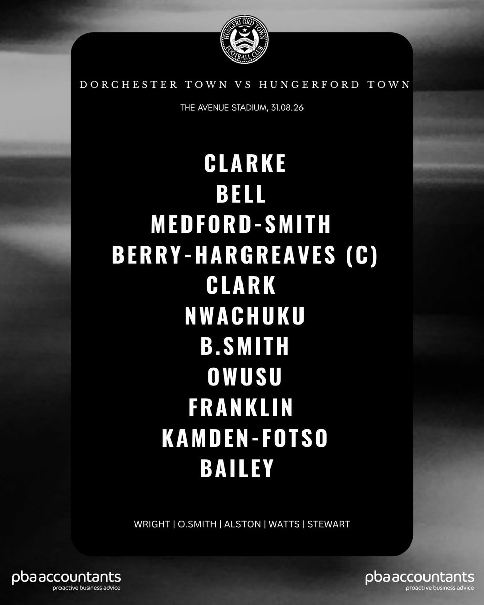 HungerfordTown's tweet photo. STARTING XI 🆚 @DorchTownFC 

#UpTheCrusaders⚔️ https://t.co/FJ2bsIg82A