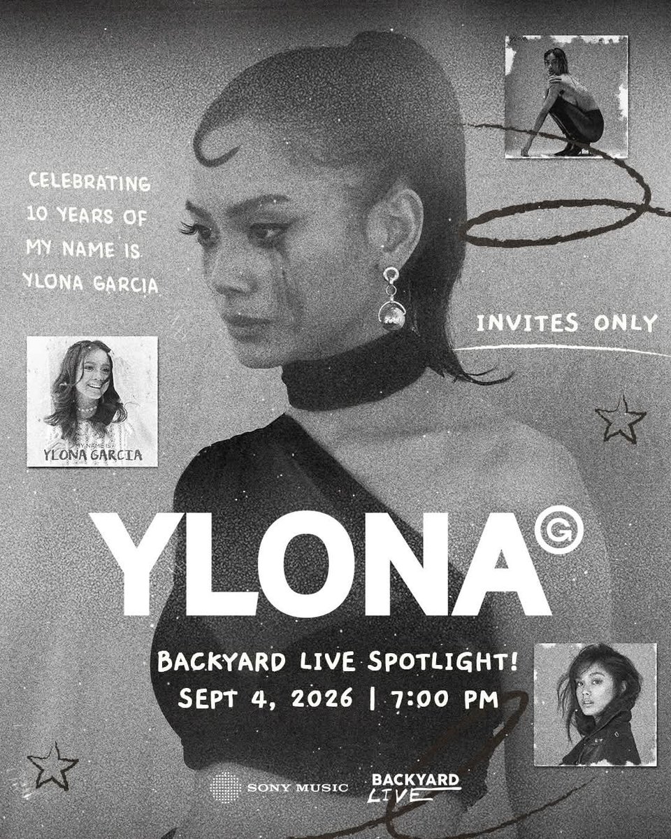 BackyardLive_'s tweet photo. ✮⋆˙ Ylona Garcia Backyard Live Spotlight ˙⋆✮

Celebrating 10 years of ylona garcia with a special live performance just for the fans. ᥫ᭡

𑣲⋆ sept. 4, 7pm

Invites only. Limited slots available. 

Selected fans will be notified via email.

#10yearsofylona #BackyardLive https://t.co/hwl4l86Zh0