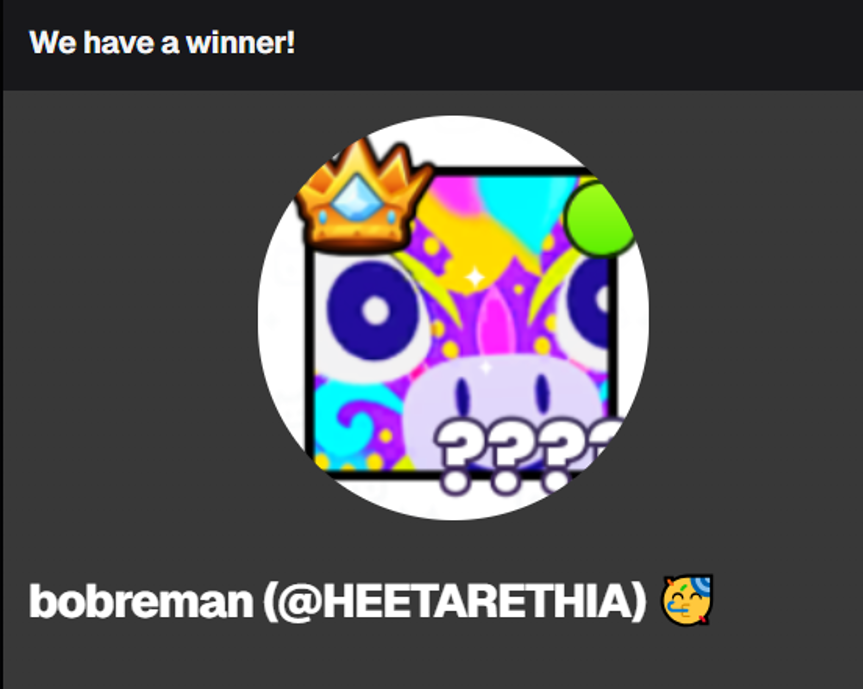 vultrmyte's tweet photo. Thanks to everyone who participated, this was a lot of fun! Results are below and winners have 48 hours (2 days) to DM me here on X to arrange meeting in-game for trade. Congrats to the winners and hope to do this again soon!

Winner 1 (Scorpion Chosen) – queen_bob5152 (@Yukiiiqxct)
Winner 2 (Pegasus Pool) – bobreman (@HEETARETHIA)
Winner 3 (Royal Cat) – Slothankoalas (@HarleyE68604060)

Sorry to all those I tagged miscellaneously in the main post, I neglected to account for the notifications y'all would receive and won't do that again!😅 (DM me to collect a conciliation prize of 1b gems for the troubles🙏)