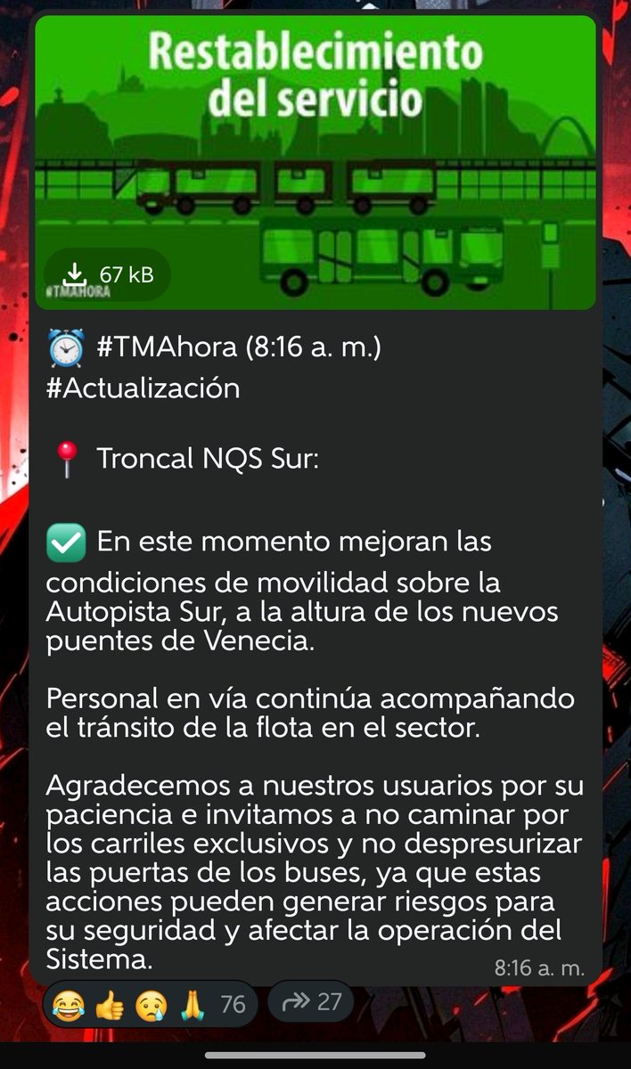 brian_fuentez's tweet photo. Increíble que desde la estación general Santander hasta la av 1 de mayo uno se tarde 30 mins, y dicen que hay personas acompañando y solo hay 2 personas, ineptos, que colocan todo mal. En la vía https://t.co/9JNWfQS0VV
