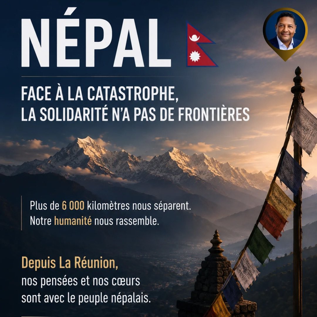 moutoussamy_jm's tweet photo. #NÉPAL — FACE À LA CATASTROPHE, LA SOLIDARITÉ N’A PAS DE FRONTIÈRES.

Des vies perdues, des familles endeuillées, des proches toujours recherchés.

Depuis #LaRéunion, mes pensées vont aux victimes, à leurs familles &amp; à tous ceux qui leur portent secours. 🕯️🕊️ https://t.co/jImidvkYyE