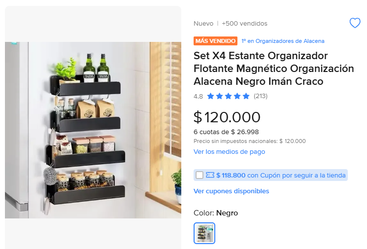 LocosXElBazar's tweet photo. 🧲 ¡GANÁ ESPACIO SIN OCUPAR LA MESADA!

Ahora $120.000.
Con cupón $118.800.
https://t.co/No2zCi2dfL

Set x4 estantes magnéticos flotantes. Los pegás a la heladera y tenés todo ordenado y a mano. https://t.co/RPFyQm8SSW