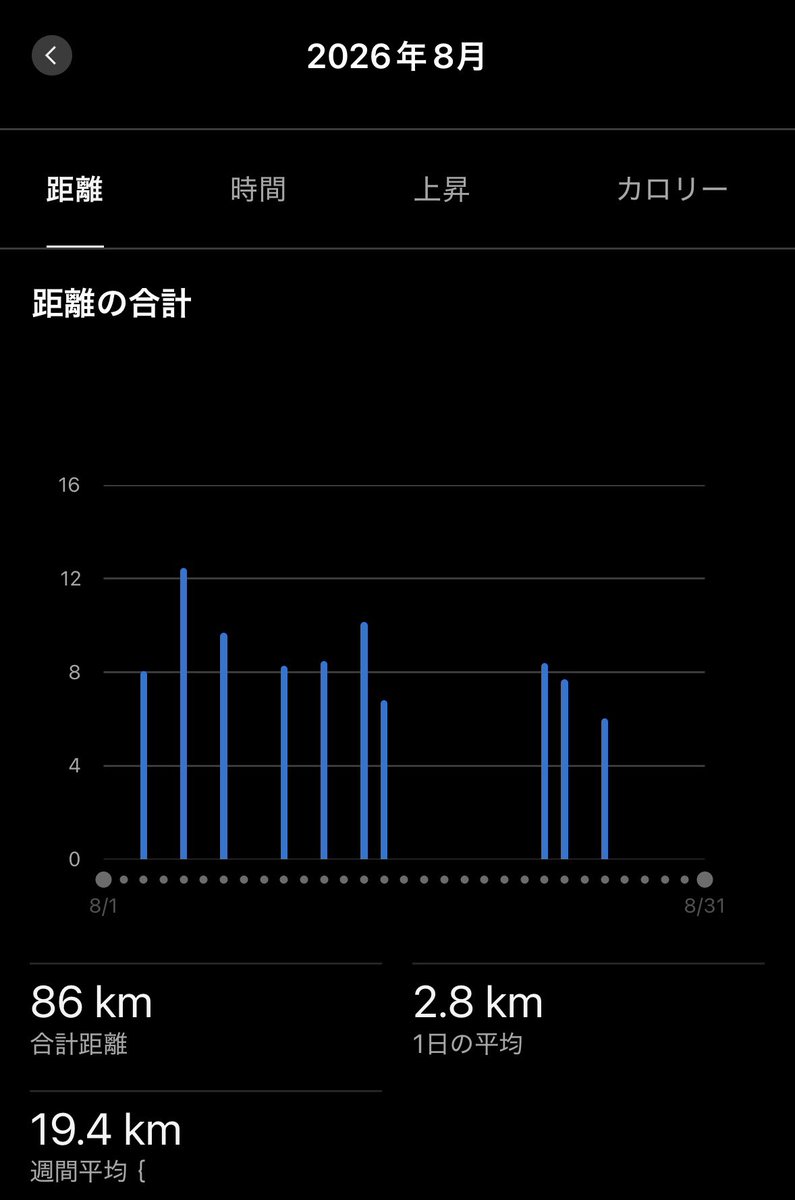 straight_703's tweet photo. 8月の月間走行距離86km
FIRSTLAP参加
RC練習会1回参加
ふくらはぎの肉離れで距離はなかなか伸びず
距離よりもまずは元気に走れることが大事 https://t.co/FLExsGCpvB