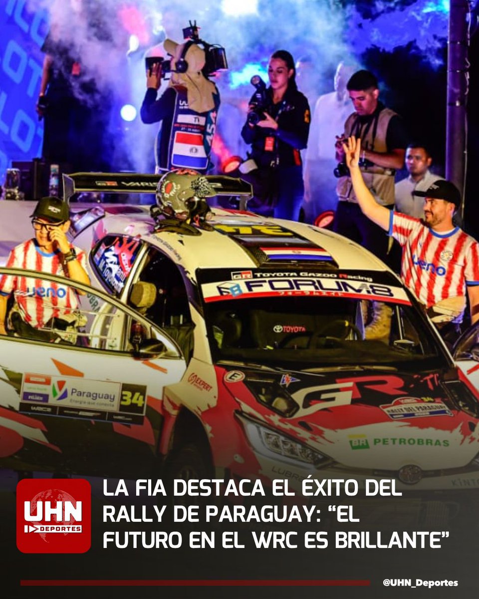 UHN_Deportes's tweet photo. 🇵🇾‼️ | El presidente de la FIA, Mohammed Ben Sulayem, elogió la organización del Rally del Paraguay 2026 y afirmó que el país sudamericano tiene un futuro brillante dentro del Campeonato Mundial de Rally (WRC). La segunda edición de la prueba congregó a más de 300.000 aficionados en las pistas de tierra roja de Itapúa (un aumento del 42,8% respecto a 2025), consolidando el respaldo institucional de la categoría para extender la permanencia de la fecha paraguaya más allá de 2027.