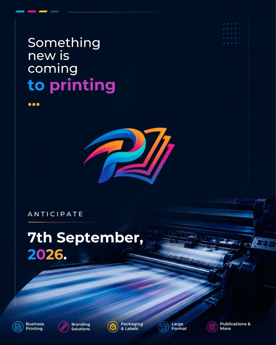 Printaux's tweet photo. Something new is coming to printing. 👀

Not just printing.
Not just branding.
A new standard is on the way.

Printaux is coming. 🖨️

7.09.2026 — Save the date.

#Printaux #SomethingNewIsComing #Printing #Branding #NigeriaWillBeOK2027 https://t.co/lzHsGKLnc6