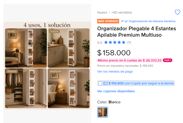 LocosXElBazar's tweet photo. 🧺 4 ESTANTES, 1 SOLUCIÓN PARA ORDENAR TODO.

Ahora $158.000.
6 cuotas de $26.333.
https://t.co/IqtfrSXtsZ

Organizador plegable multiuso. Usalo en cocina, habitación, living o donde necesites ganar espacio. https://t.co/wl308yvTF6
