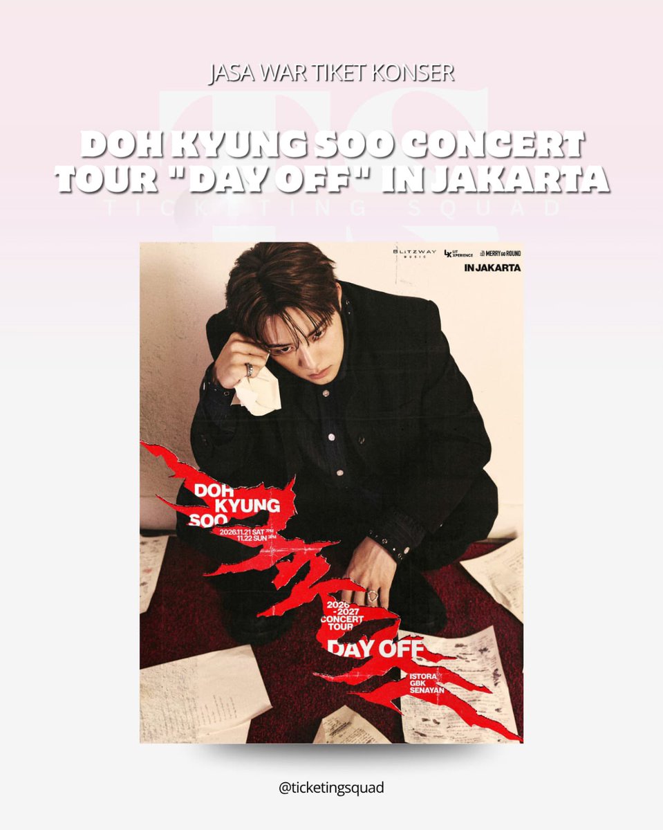 ticketingsquad's tweet photo. JASA WAR TIKET - DOH KYUNG SOO CONCERT TOUR “DAY OF” IN JAKARTA
• fee 200k, dp 50k
• pelunasan fee dibayar setelah tiket secure!
• 100% full refund kalau tidak dapat tiket
• 100% trusted
• form: TBA
• t&amp;c (link di bio)

DM on Instagram or Twitter for more info‼️

#zonauang https://t.co/tMuwkMVOC9