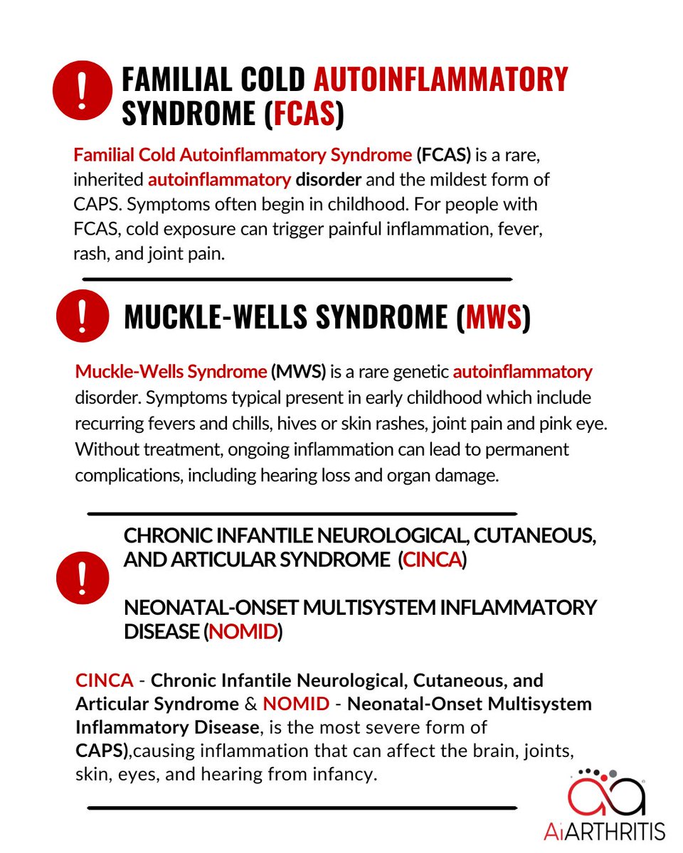 IFAiArthritis's tweet photo. Living with CAPS means navigating a rare disease that is often misunderstood. Every conversation helps increase awareness, improve care, and bring hope to those affected.
#AiArthritis #Autoimmune #Autoinflammatory #AutoinflammatoryAwareness https://t.co/iFRxAyfzXh