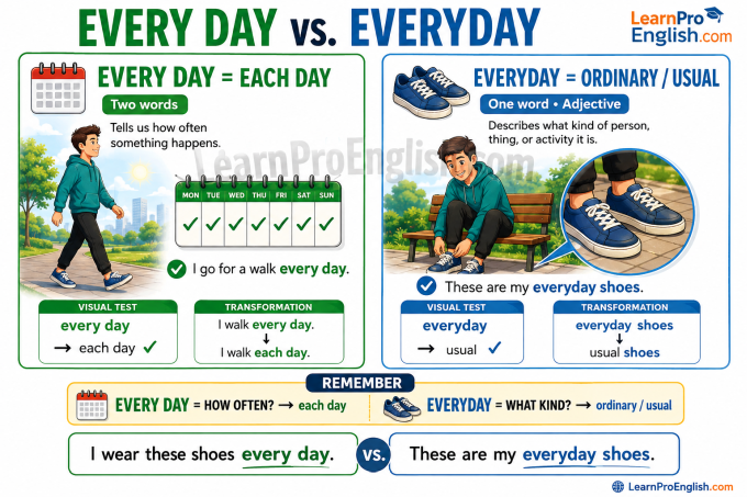 englearner23's tweet photo. Every day vs Everyday 

#English #learnenglish https://t.co/mGP2NnOF9r