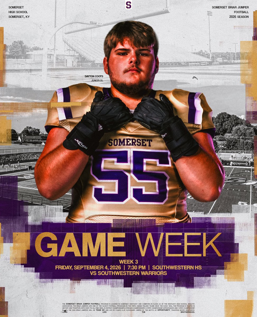 BJNFBALL's tweet photo. This Friday, we make our first trip to Southwestern since 2013 – it’s 𝐑𝐈𝐕𝐀𝐋𝐑𝐘 𝐖𝐄𝐄𝐊.

🏈 vs Southwestern 
🗓️ Friday, Sept. 4
⏰ 7:30 pm
📍Southwestern HS 

#Team120 // #opportUNITY https://t.co/R9fPAZxCvt