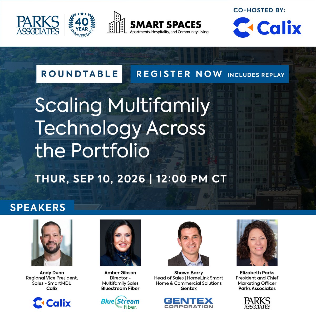 ParksAssociates's tweet photo. Join Parks Associates on September 10th for the virtual Smart Spaces roundtable, “Scaling Multifamily Technology Across the Portfolio” sponsored by Calix.
Register: https://t.co/NNKwTxi1tf
#IoT #Calix #multifamily #technology #smartspaces26 #AI #data #smarthome https://t.co/fsa0UsxHRW