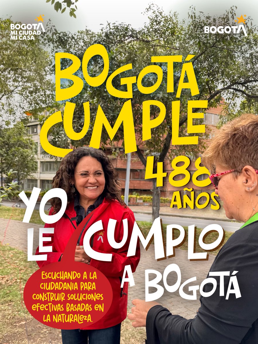 JBotanicoBogota's tweet photo. 🌿 Bogotá cumple 488 años 💛

Celebramos una ciudad que crece escuchando a su gente y que encuentra en la naturaleza una  aliada para construir soluciones que transforman. 🌳🏙️

¡Feliz cumpleaños, Bogotá! 🎂✨

#YoLeCumploABogota 
#BogotáCumple #488Años https://t.co/xWnmjGC6cy