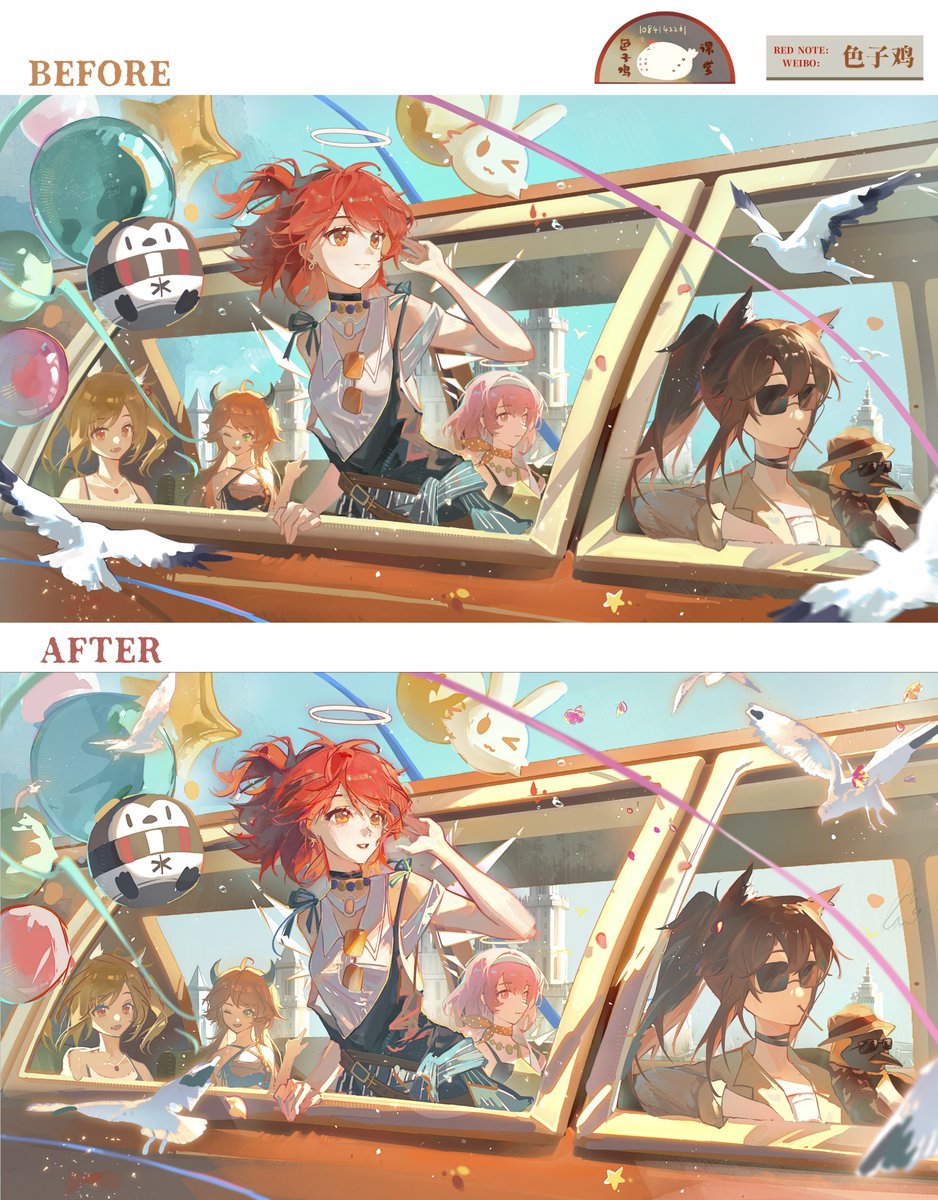 touziniao's tweet photo. 修改学生的作业-23
这一期的共同点是，让画面更有层次感的微妙调整，因为学生的功底都很厉害，最大限度保留了原本的画面。 https://t.co/vMsAD7CTKZ