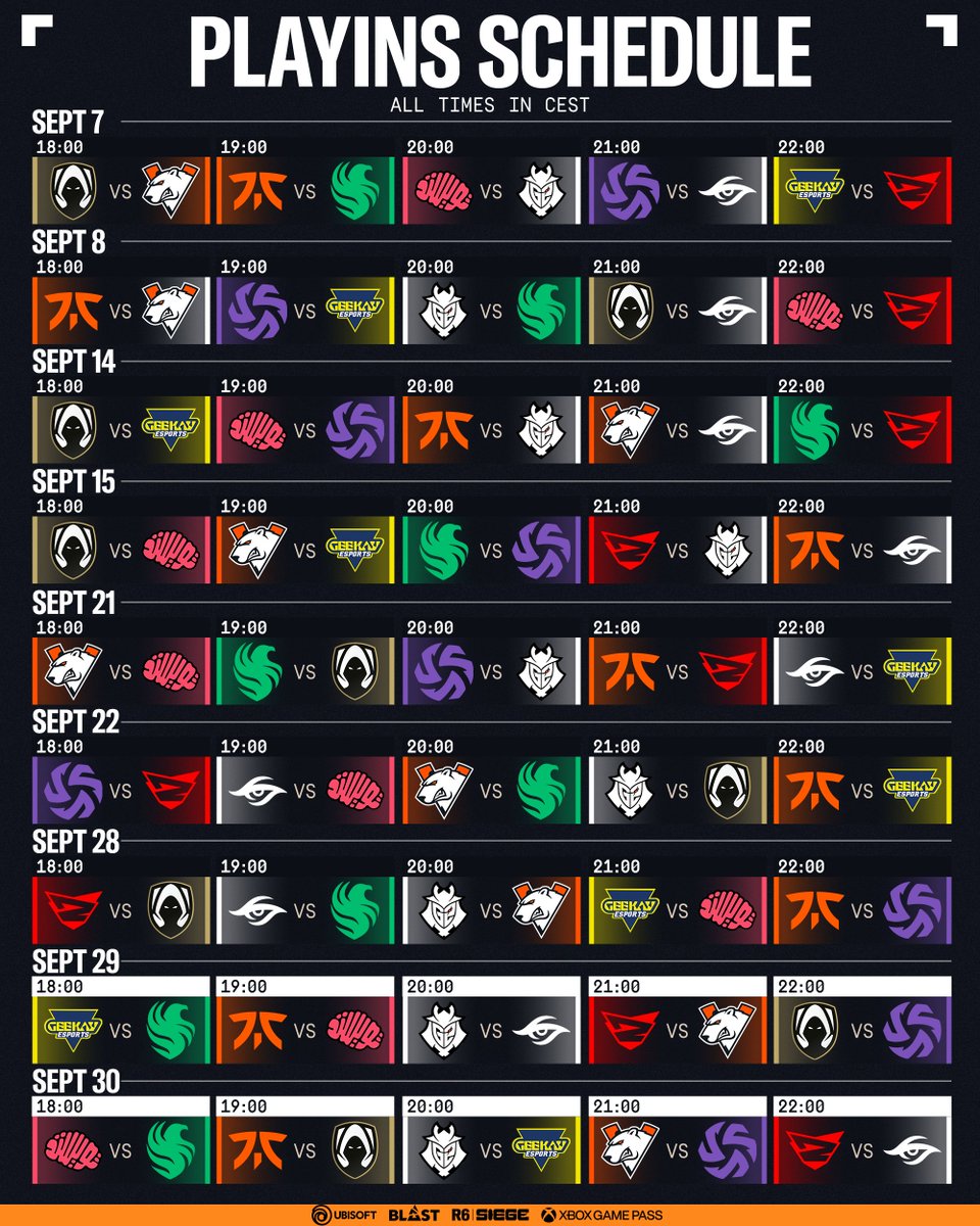 R6esportsEU's tweet photo. EML Stage 2 kicks off next week!

Here are all the matchups ⤵️ https://t.co/n8I1djcWUl