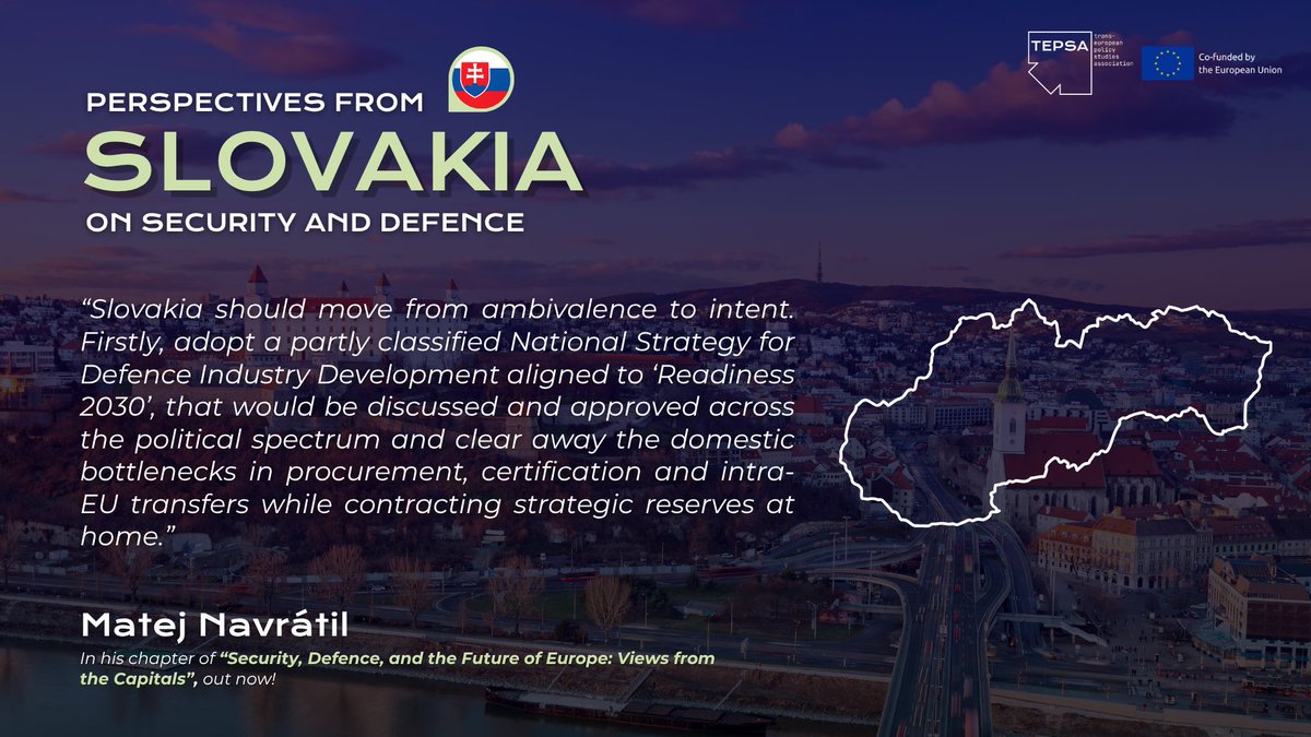 tepsaeu's tweet photo. 🔀 Since Hungary's political shift, neighbouring Slovakia has been seeking to regain credibility with its European partners. What should therefore be its priorities in security and defence? 🛡️

📚 Find out more about 🇸🇰's perspectives in our latest book 🔗
https://t.co/FWEnxqG1WA

@oegfe @unidue @FreudSfu @ComeniusUni