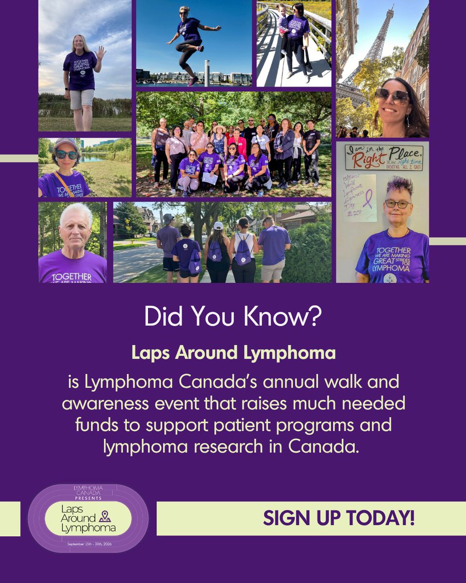 LymphomaCanada's tweet photo. Laps Around Lymphoma begins in two weeks on World Lymphoma Awareness Day, September 15.  
Learn more and sign up to walk at: https://t.co/EPwOQxkzfC https://t.co/IJ1xI96ofy