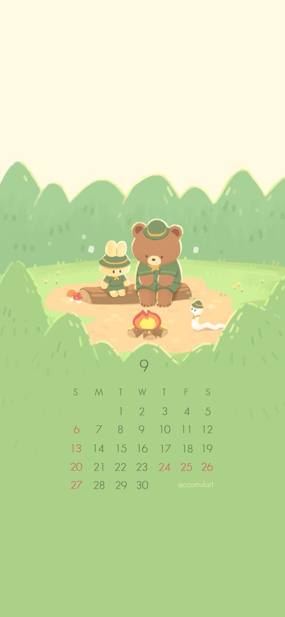 ccomulart's tweet photo. september calender🪴

캠핑을 떠나요🏕️

#202609달력 #カレンダー https://t.co/xNvo9bZf7t