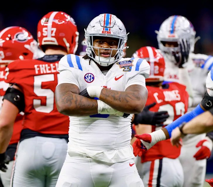 RebsRising's tweet photo. Ole Miss Football! 
Louisville’s rebuilt OL faces a nightmare Week 1 test vs. Ole Miss DL. 🏈

Analysis: Cards OL = severe lack of personnel continuity and cohesion. Lost nearly entire starting unit from 2025. Key transfer LT Anwar O'Neal is injured, kicking Lance Robinson over to LT & Evan Wibberley to C.

Must immediately mesh against a brutal and deep Rebels DL. PG & RJ will rotate  Brown, Boireau, Oatis, Beavers and Maddox along side all world DT Will Echoles.

Ole Miss emphasizes power/run containment with hybrid edge speed & two deep personnel.

By the 4th Q, a fatigued Louisville front line will struggle to match the explosiveness of fresh SEC pass rushers.
#HottyToddy #OleMiss