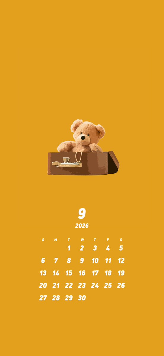 u_taSbr's tweet photo. 9月のカレンダーです🧸
スマホ壁紙サイズ📷
ご自由にお使いください💫
#壁紙 #フリー素材 #カレンダー https://t.co/jXLLWjhYzb