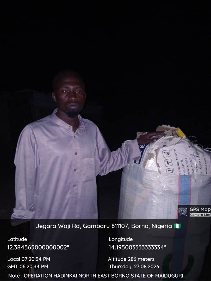 Nigerian troops arrest 5 suspects, seize terrorist logistics in Borno