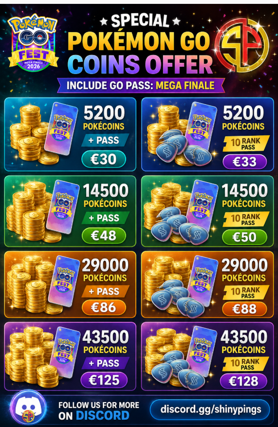BPost111's tweet photo. GOFest MEGA FINALE 2026 

PoGoCoins MEGA Deals 
Always The best Price for all! 

#LPG  #CheapPoGoCoins #PokemonGoCoins #PoGoCoins #PokemonGo 
Join SPS https://t.co/7Wj8jChnAQ DM me on Discord BPost222 https://t.co/qfxJmJuY2e