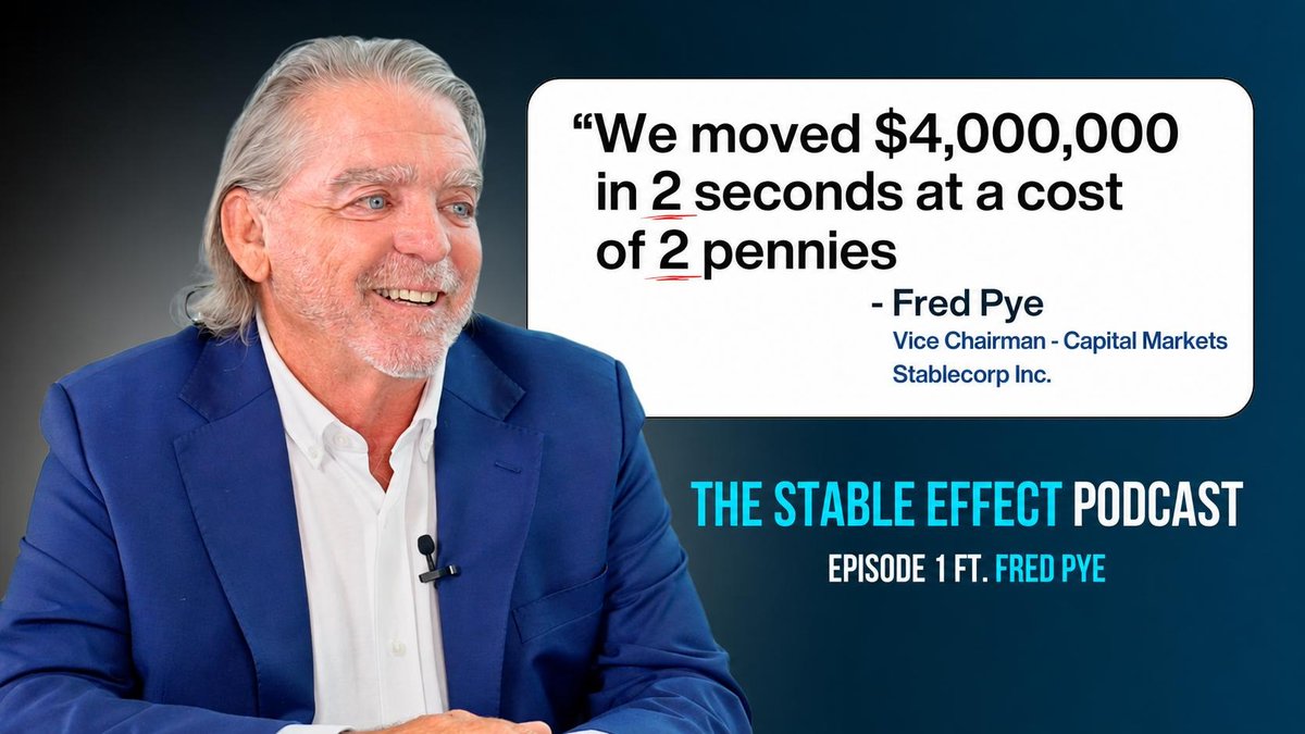 stablecorp's tweet photo. “Seven years ago, we tokenized a $4 million Canadian bond position...We said, okay, everybody blink — and they blinked. We settled a $4 million bond transaction under T plus two seconds at a cost of two pennies.” 
- Fred Pye, Vice Chair Capital Markets. https://t.co/DlR99Zjlrl