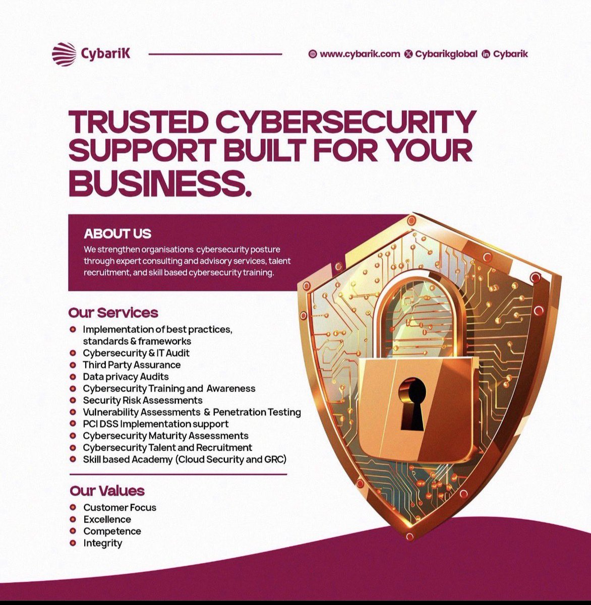 ireteeh's tweet photo. My name is Iretioluwa Akerele, Director at CybariK Limited.

We help organizations strengthen their Cybersecurity posture with tailored, practical services (see flyer for details).

If your organization stores or processes data, then Cybersecurity isn’t optional, and you are exactly who we support. We are registered in both the UK and Nigeria, and we work with clients globally.

If you come across this post, I will appreciate a repost. Our next client might be on your TL 🙏🏾