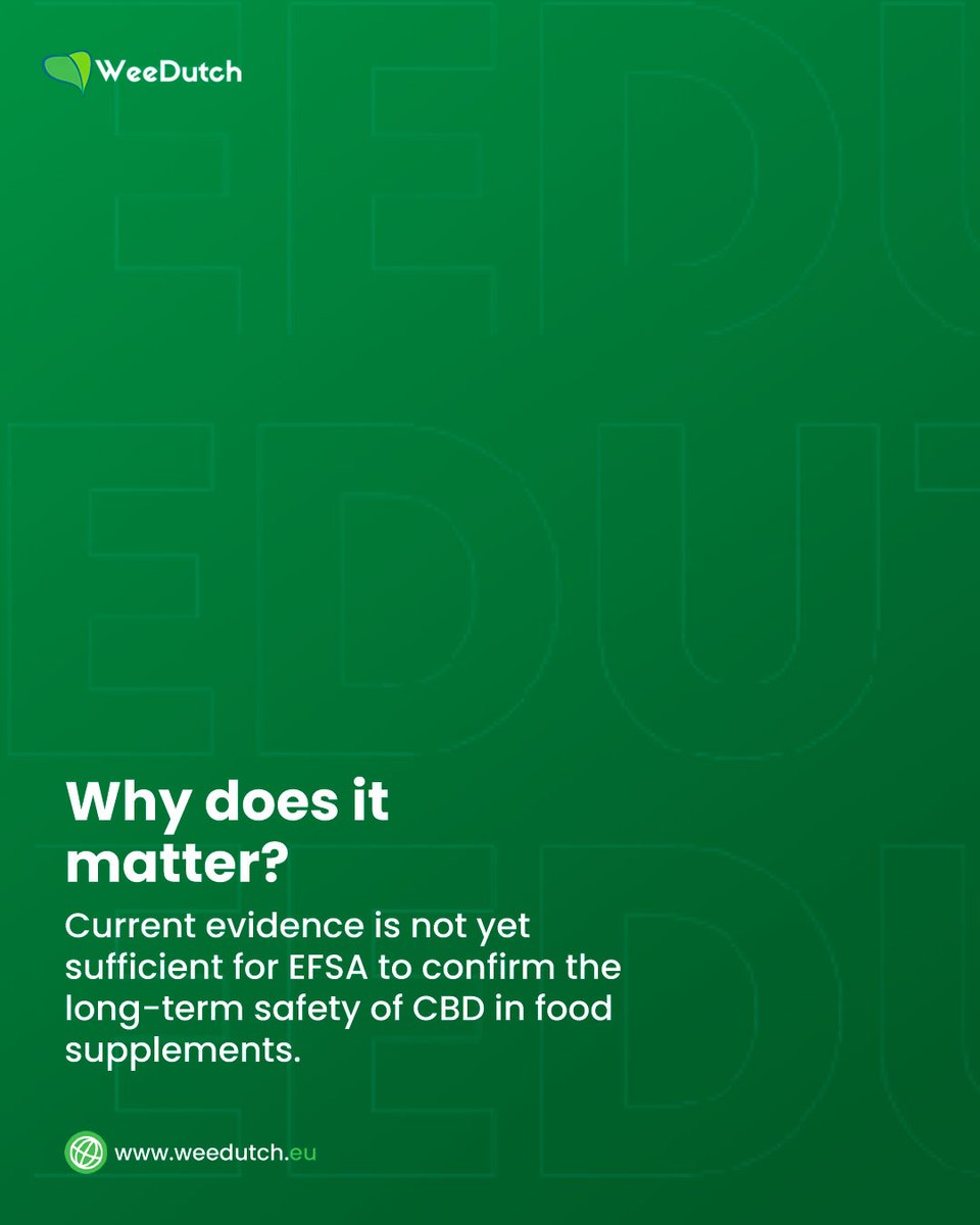 DutchWee's tweet photo. EFSA's latest update on CBD as a Novel Food reinforces the importance of generating robust scientific evidence and maintaining high manufacturing and quality standards. 

For manufacturers and brands. https://t.co/zA13cdYbGe