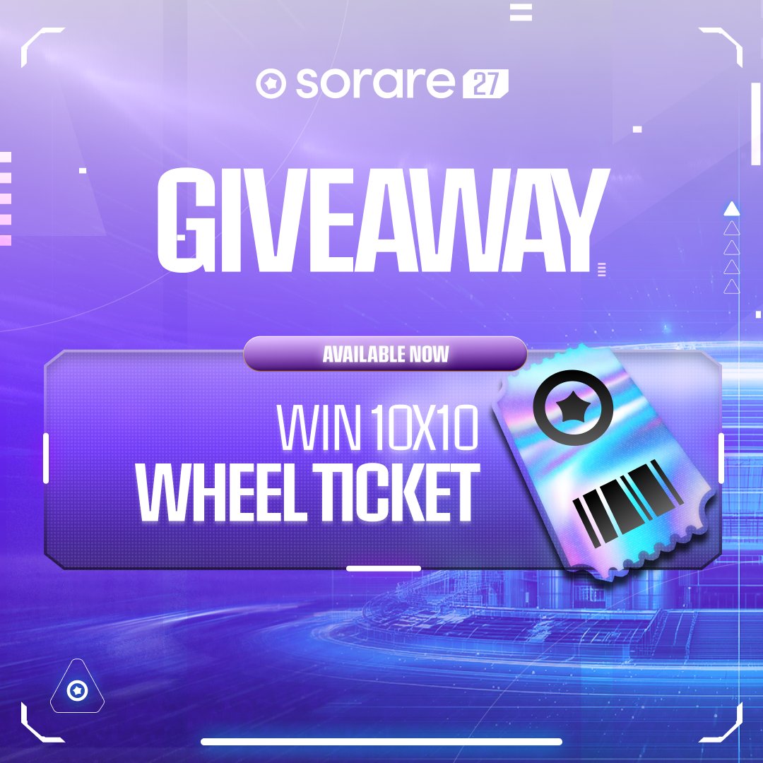 Sorare's tweet photo. 🎡 THE SORARE WHEEL IS LEAVING IN 2 DAYS!

Last chance to get your hands on some extra tickets 👀

🎟️ 10 winners × 10 tickets

To enter:
🔁 RT this post & ❤️ 
➕ Follow @Sorare
💬 Comment #SorareWheel + your Sorare ID

⏰ Winners drawn tomorrow at 5 PM CEST

One last spin? 🍀