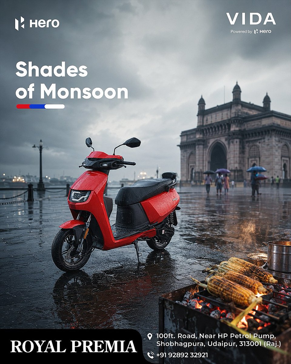 ChereVanstthz's tweet photo. Monsoon rides just got smarter and more stylish with the VIDA electric scooter at Royal Premia. Enjoy smooth, effortless city travel in any weather. Visit us today to experience the future of urban mobility. 📍 Royal Premia, Udaipur
📞 +91 9289232921 https://t.co/A5wgKQ1Fue