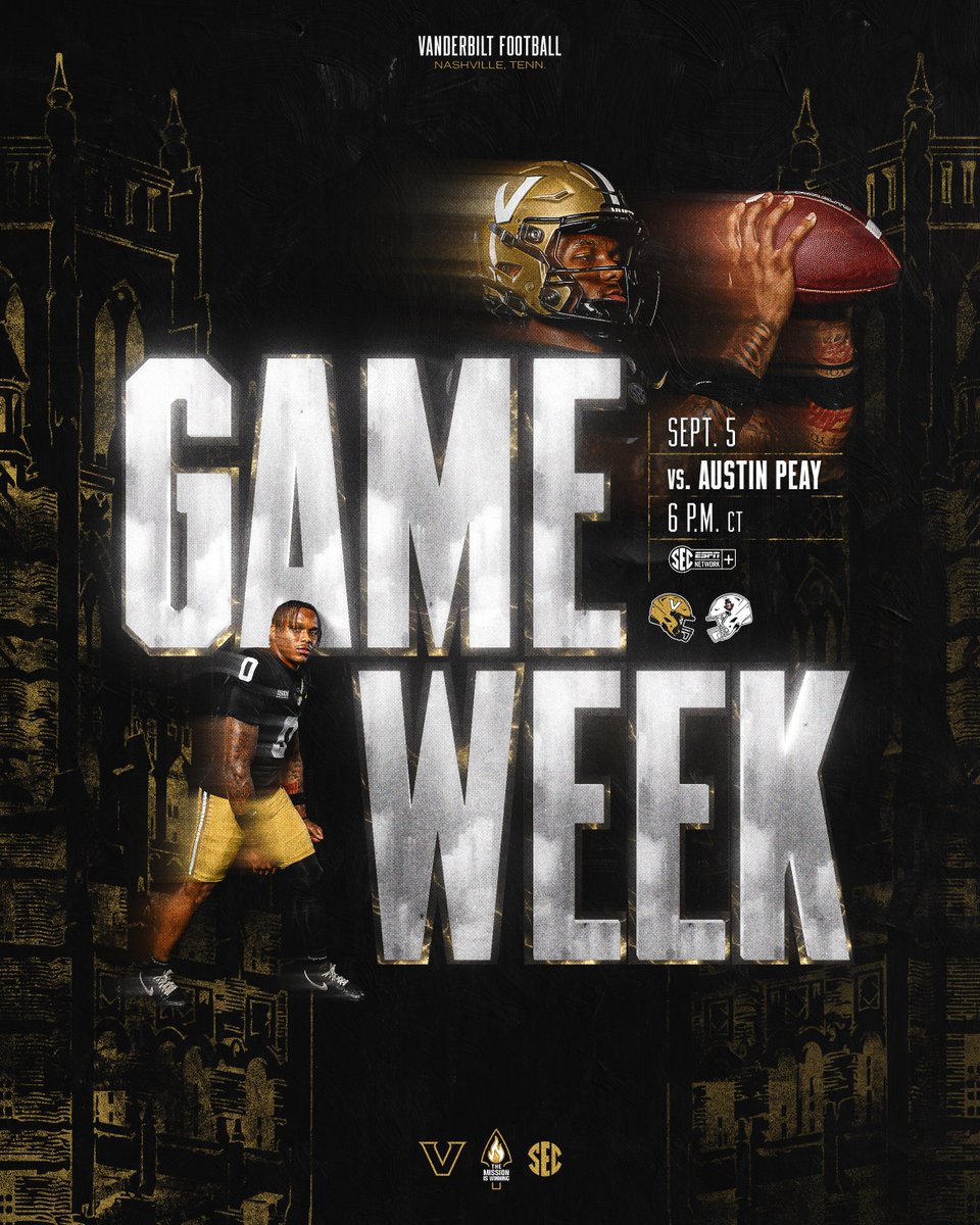 VandyFootball's tweet photo. Been waiting on this one⏳

 It’s officially Game Week!