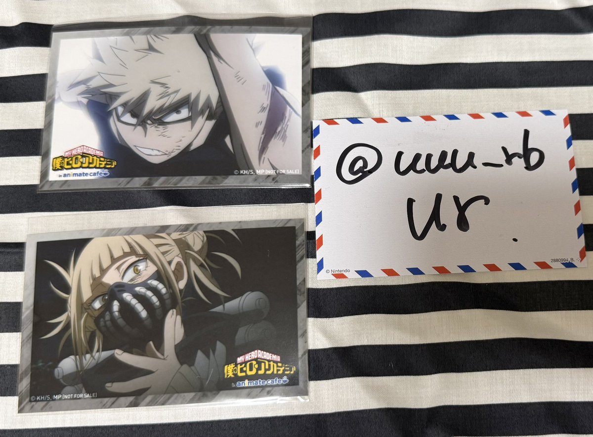uuu_rb's tweet photo. 【交換】僕のヒーローアカデミア ヒロアカ アニメイトカフェ アニカフェ 特典 フォトカード

(���)前半 爆豪 トガ

(求)後半 相澤

都内お手渡しor郵送です。
よろしくお願いいたします！ https://t.co/ypau31ejCv