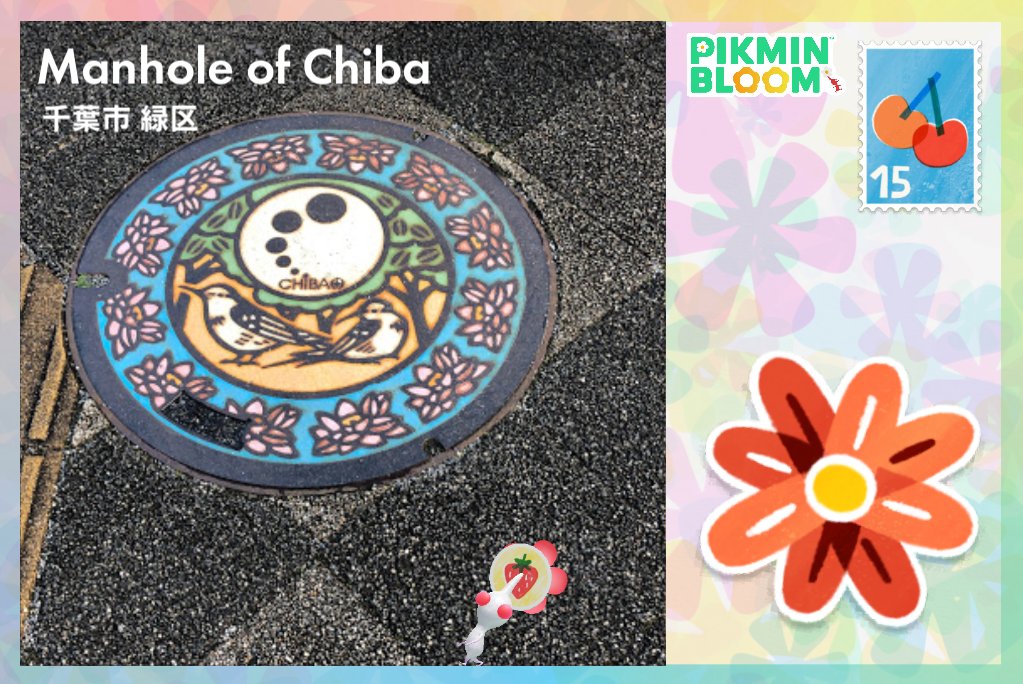roba0649's tweet photo. #千葉市
#マンホールカード
#ピクミンブルーム
千葉市観光情報センターで、千葉市のマンホールカードをゲット。座標蓋は千葉神社前にありました。何故か違う場所のビッフラから中央のロゴだけ違うマンホールのポスカをゲットできました。 https://t.co/9189ZTE6TF
