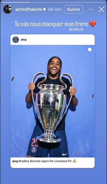 ZoneFootActu's tweet photo. 🚨❤️ « TU VAS NOUS MANQUER MON FRÈRE ❤️ »

🥹 ACHRAF HAKIMI 🇲🇦 REND HOMMAGE À BRADLEY BARCOLA 🇫🇷 après son départ du PSG pour Liverpool.

📲 Instagram https://t.co/WwWBOdPJ8h