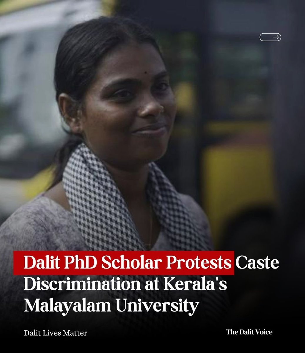 ambedkariteIND's tweet photo. A Dalit PhD scholar, Anagha Shashi, and her mother have been protesting at Kerala’s Thunchath Ezhuthachan Malayalam University since August 14, 2026.

August 31 marks the 18th consecutive day of their protest. They allege caste and gender discrimination, harassment, being forced to undertake non-academic work, and being denied proper opportunities to pursue their research. #DalitLivesMatter