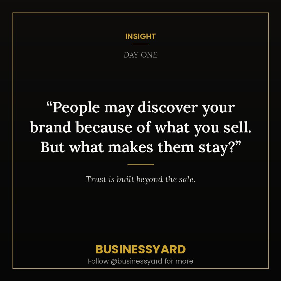 BusinessyardNG's tweet photo. Your brand can be another “brand”.

People hear about you and decide to start patronising your brand.

And after some time, they stop….

You begin to wonder what exactly happened….

What you didn't do right. https://t.co/YlZ9qJHEhX